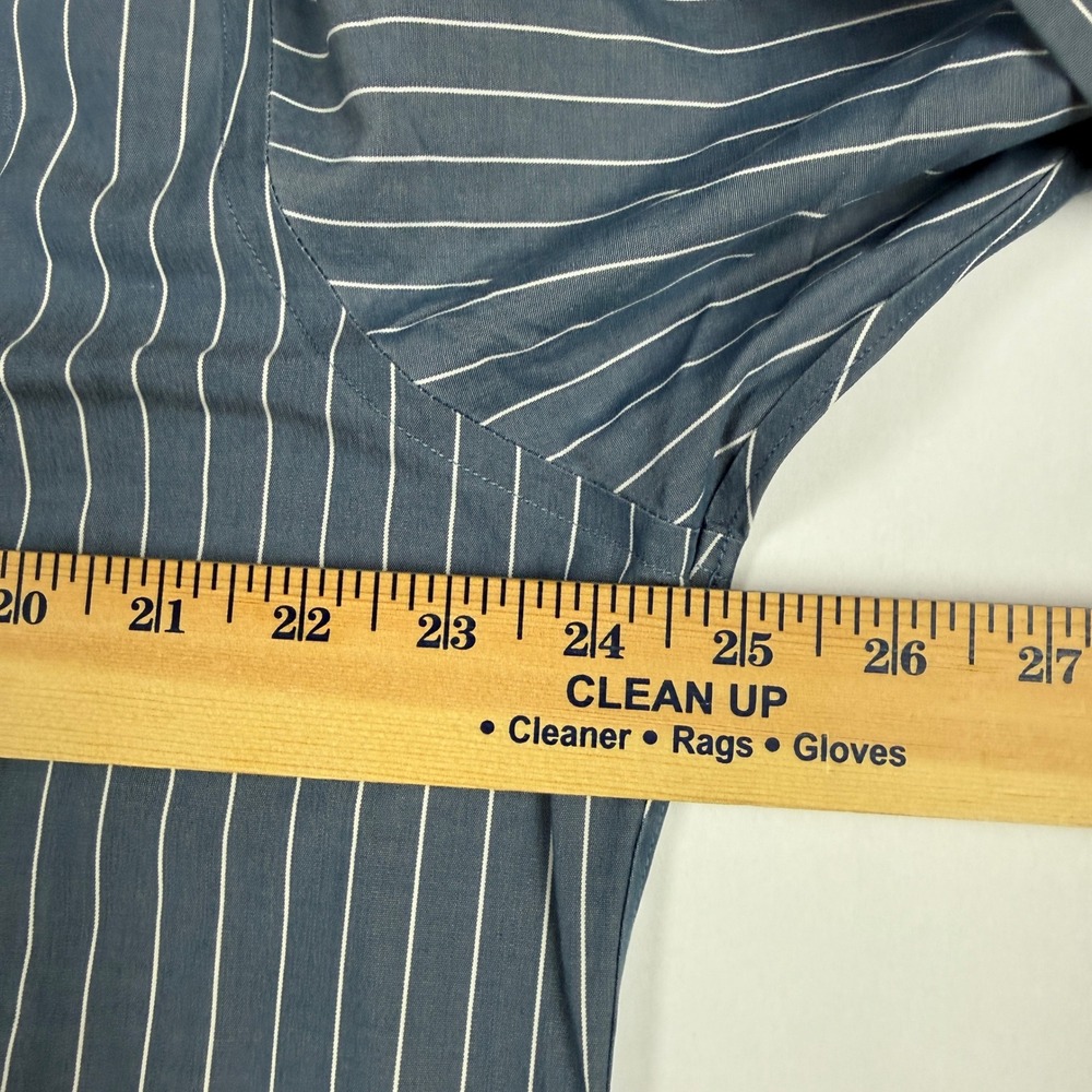 Brooks Brothers Regent Dress Shirt 17-33 Blue White Stripe Supima Cotton Stretch - Picture 5 of 7